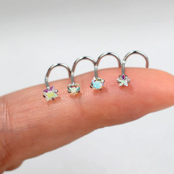 DAIIIBABYYY  -  2PC Fashion Stainless Steel Crystal Nose Septum Piercing Studs 20G Mini Nose Ring Earrings Studs Body Piering Jewelry for Women